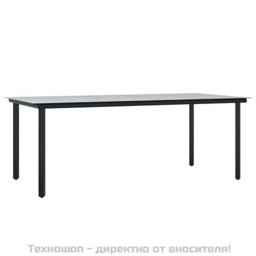 Градински трапезен комплект 7 части с възглавници сив полиратан