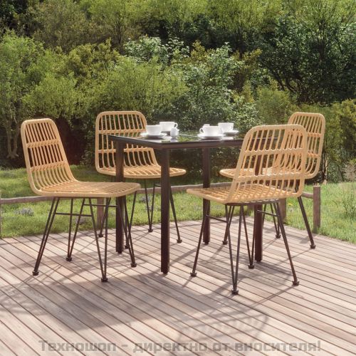 Градински трапезен комплект от 5 части, полиратан
