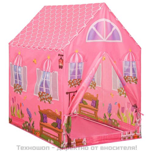 Детска палатка за игра с 250 топки розова 69x94x104 см