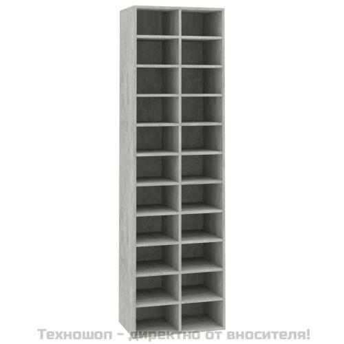 Шкаф за обувки, бетонно сиво, 54x34x183 см, инженерно дърво