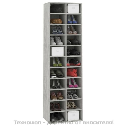 Шкаф за обувки, бетонно сиво, 54x34x183 см, инженерно дърво