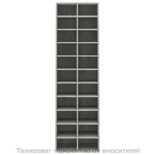 Шкаф за обувки, бетонно сиво, 54x34x183 см, инженерно дърво