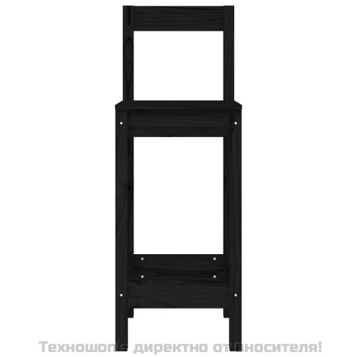 Бар столове 2 бр черни 40x41,5x112 см борово дърво масив