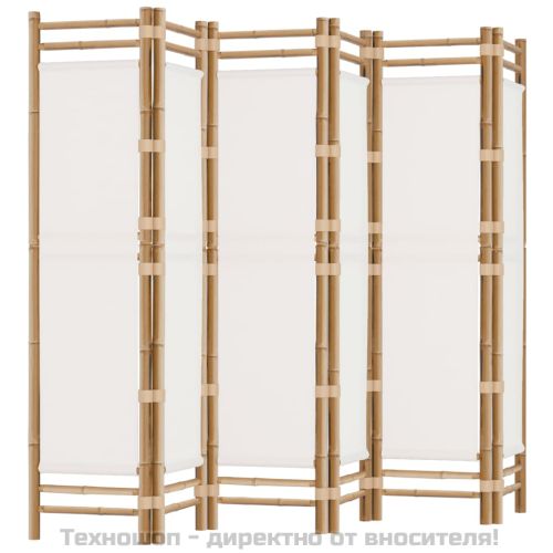 Сгъваема 6-панелна преграда за стая 240 см бамбук и платно