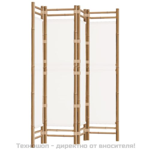 Сгъваема 4-панелна преграда за стая 160 см бамбук и платно