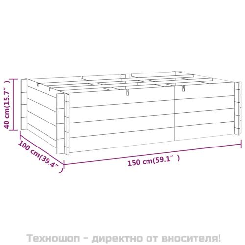 Повдигната леха, 150x100x40 см, импрегнирано дърво