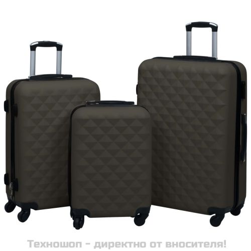 Комплект твърди куфари с колелца, 3 бр, антрацит, ABS