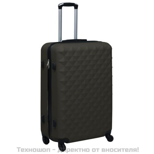 Комплект твърди куфари с колелца, 3 бр, антрацит, ABS