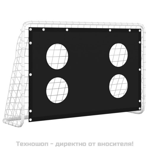 Футболна врата с мрежа и стена мишена, стомана, 184x61x122 см