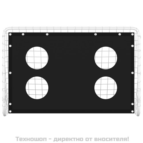 Футболна врата с мрежа и стена мишена, стомана, 184x61x122 см