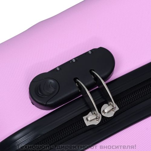 Комплект твърди куфари с колелца, 3 бр, розов, ABS