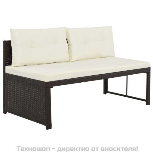 Градински комплект, 4 части, кафяв полиратан