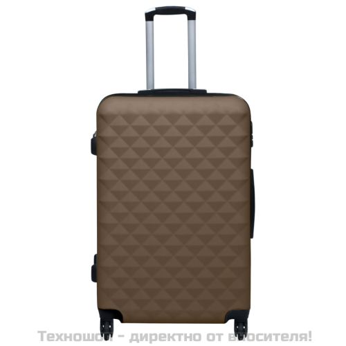 Комплект твърди куфари с колелца, 3 бр, кафяв, ABS