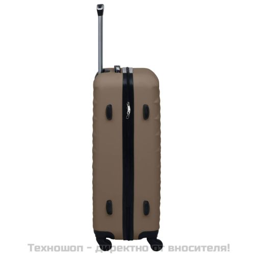 Комплект твърди куфари с колелца, 3 бр, кафяв, ABS