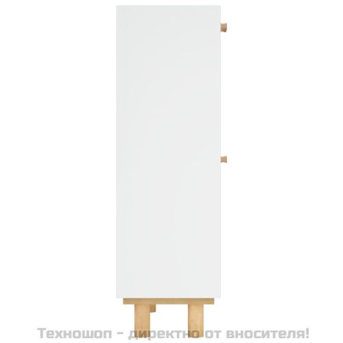 Шкаф за обувки бял 52x25x80 см инженерно дърво и ратан