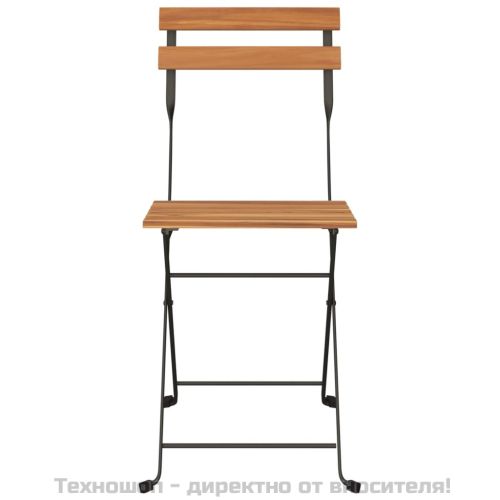 Сгъваеми бистро столове, 6 бр, тиково дърво масив и стомана