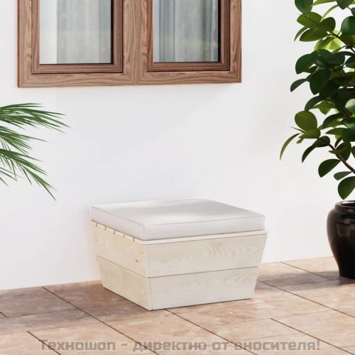 Градинска табуретка от палети с възглавница, импрегниран смърч