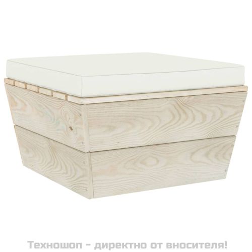 Градинска табуретка от палети с възглавница, импрегниран смърч