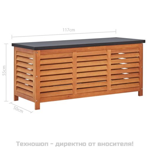 Градински сандък за съхранение, 117x50x55 см, евкалипт масив