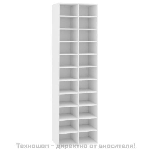 Шкаф за обувки, бял, 54x34x183 см, инженерно дърво