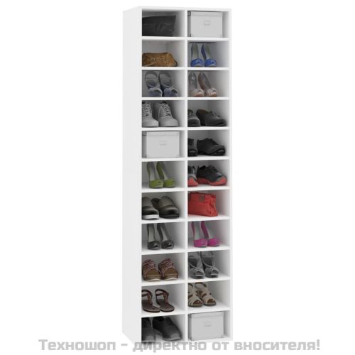 Шкаф за обувки, бял, 54x34x183 см, инженерно дърво