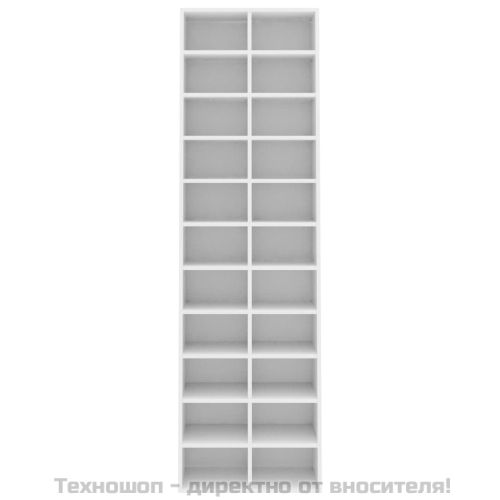 Шкаф за обувки, бял, 54x34x183 см, инженерно дърво