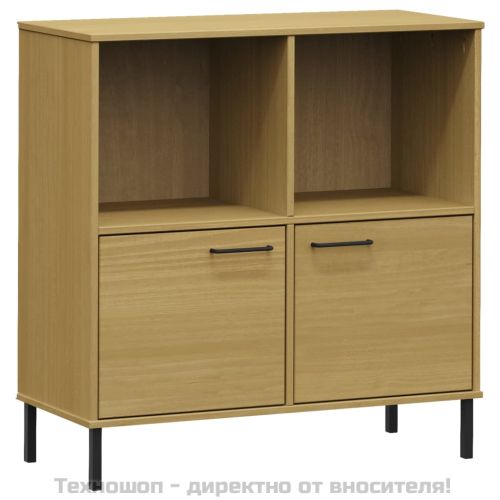 Библиотека метални крака кафява 90x35x90,5 см дърво масив OSLO