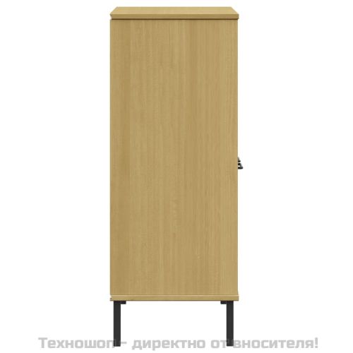 Библиотека метални крака кафява 90x35x90,5 см дърво масив OSLO