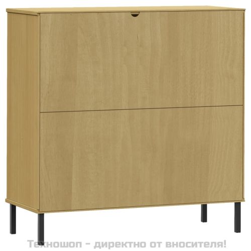 Библиотека метални крака кафява 90x35x90,5 см дърво масив OSLO