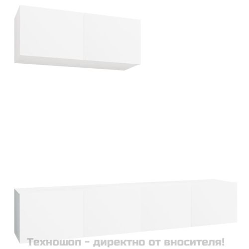 Комплект ТВ шкафове от 3 части, бял, инженерно дърво