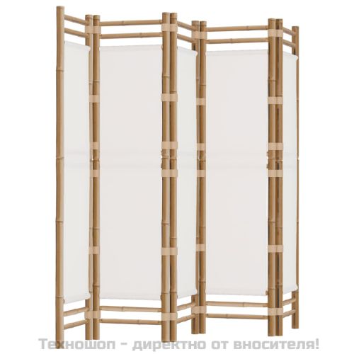 Сгъваема 5-панелна преграда за стая 200 см бамбук и платно
