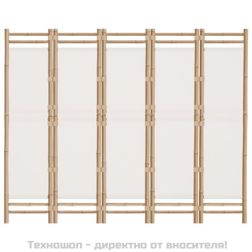 Сгъваема 5-панелна преграда за стая 200 см бамбук и платно