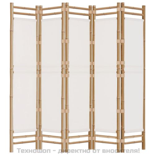 Сгъваема 5-панелна преграда за стая 200 см бамбук и платно
