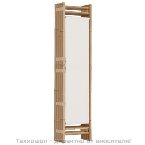 Сгъваема 5-панелна преграда за стая 200 см бамбук и платно