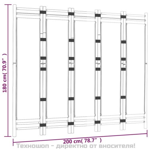 Сгъваема 5-панелна преграда за стая 200 см бамбук и платно