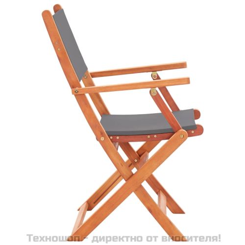 Сгъваеми градински столове 4 бр сиви евкалипт масив и textilene