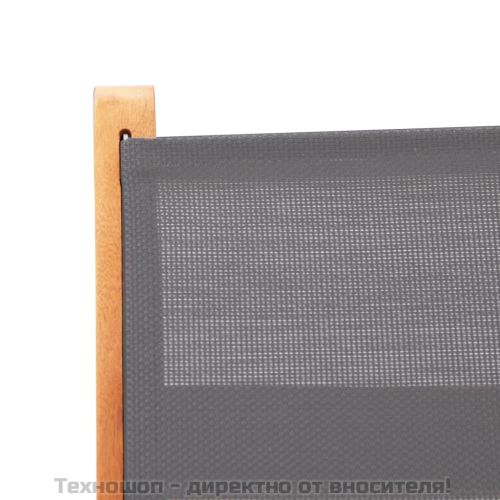 Сгъваеми градински столове 4 бр сиви евкалипт масив и textilene