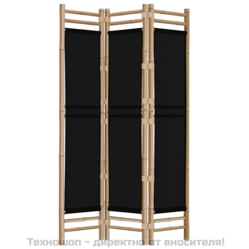 Сгъваема 3-панелна преграда за стая 120 см бамбук и платно