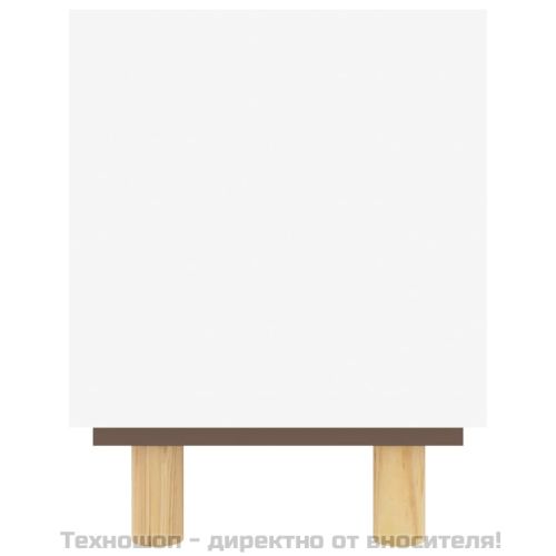 ТВ шкаф, бял, 105x30x40 см, бор масив и естествен ратан