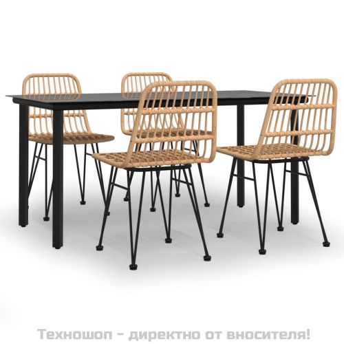 Градински трапезен комплект от 5 части, полиратан