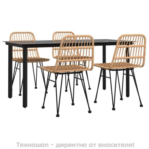 Градински трапезен комплект от 5 части, полиратан