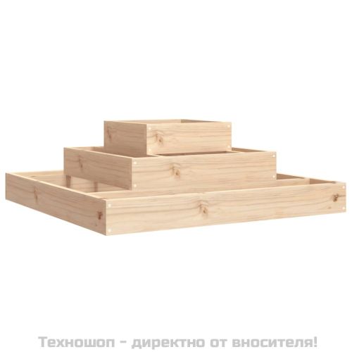 Плантер, 80x80x27 см, борово дърво масив