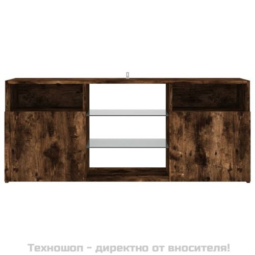 ТВ шкаф с LED осветление, опушен дъб, 120x30x50 см