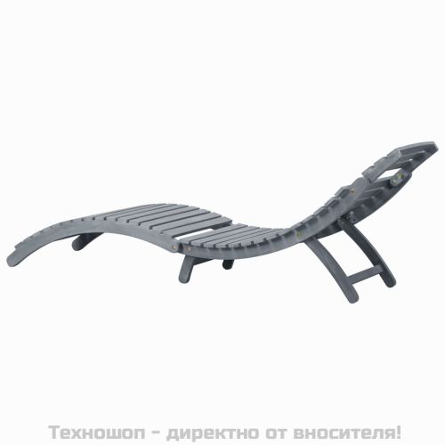 Градински шезлонг, промито сиво, акациево дърво масив