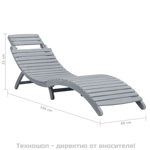 Градински шезлонг, промито сиво, акациево дърво масив