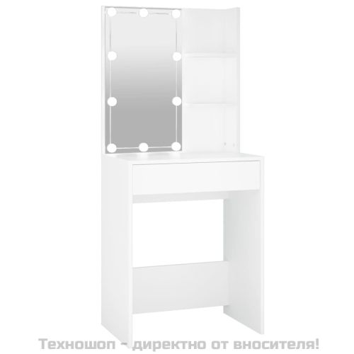 Тоалетка с LED, бяла, 60x40x140 см