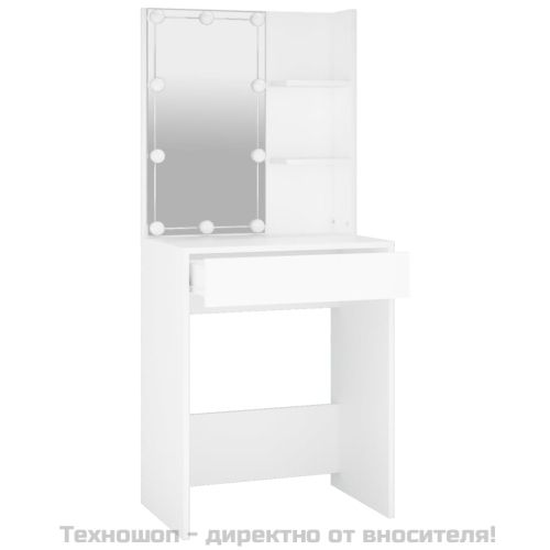 Тоалетка с LED, бяла, 60x40x140 см