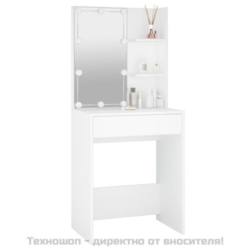 Тоалетка с LED, бяла, 60x40x140 см