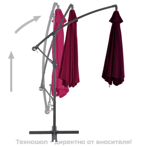 Конзолен градински чадър с алуминиев прът, бордо, 300 см