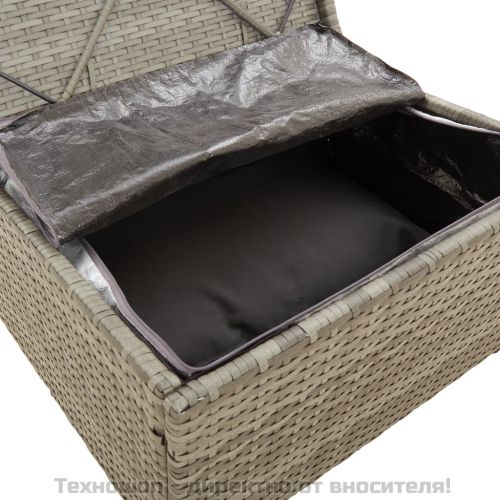 Градинска табуретка с възглавница, сива, 55x55x30 см, полиратан